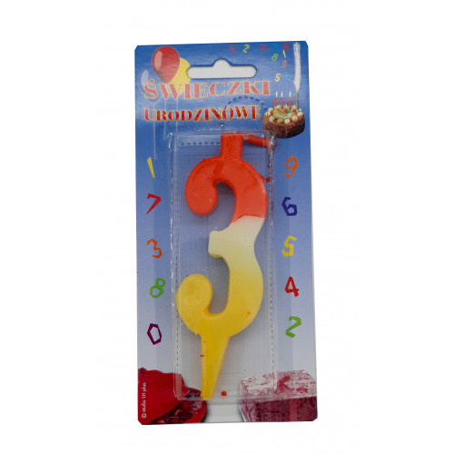 Lumânare cifra 3 Tricolor